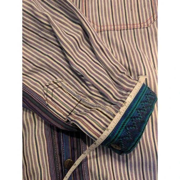 Vintage‎ Handmade Guatemalan Striped Shirt Jacket Mens 2XL Aztec Cowboy Western - Picture 9 of 9